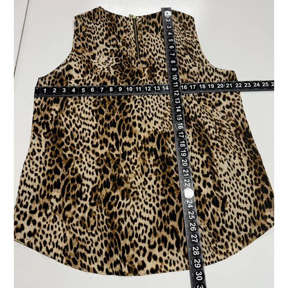 Chicos Tank Top Womens Large 2 Sleeveless Black Tan Leopard Animal Print Hi Low - Picture 3 of 9